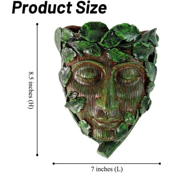 Tree Face Decor Flower Planter Pot Hand-Painted Resin Green Man Tree Hugger - Picture 5 of 8
